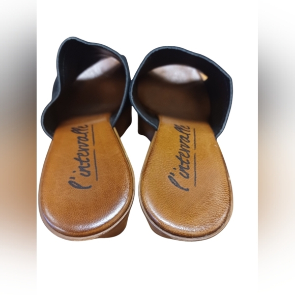 Lintervalle EUC Black Leather and Wood High Heel Open Toe Sandal Size 36 - Picture 6 of 8